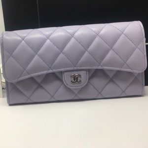 KEEPING💕21K Light Purple Large Classic Flap Wallet SHW